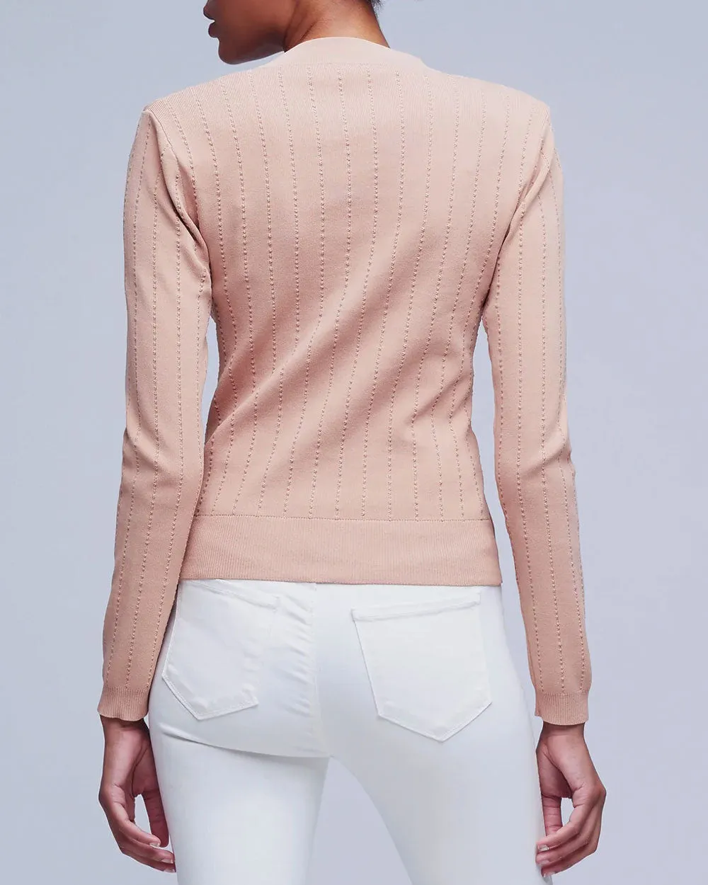 Dusty Pink Ribbed Calypso Cardigan