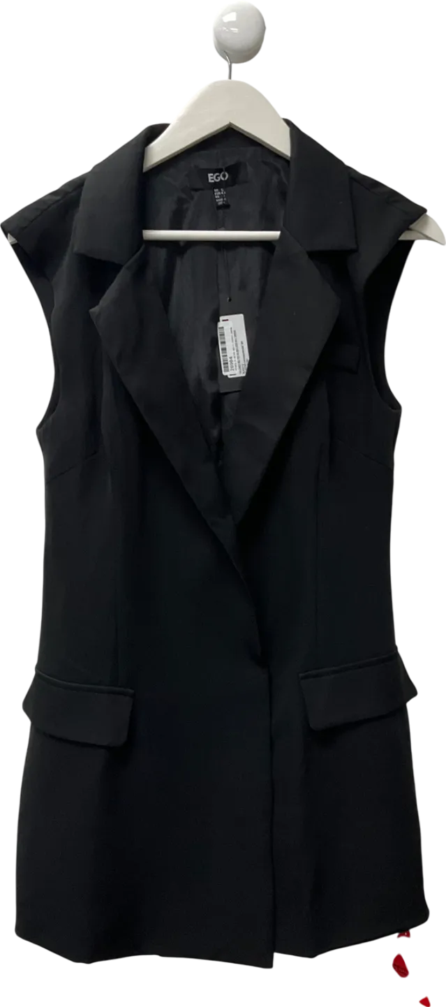 Ego Black Tailored Belted Sleeveless Mini Dress UK 12