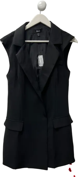 Ego Black Tailored Belted Sleeveless Mini Dress UK 12