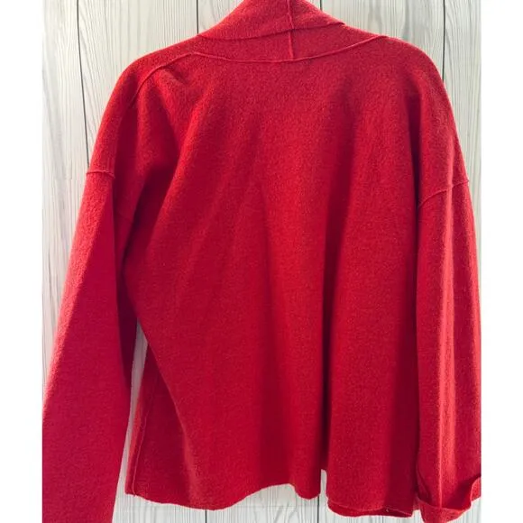 Eileen Fisher 100% Merino Wool Open Boxy oversized cardigan Medium