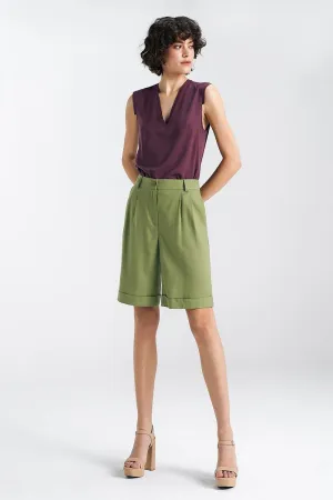 Elegant Cuffed Relaxed Fit Shorts
