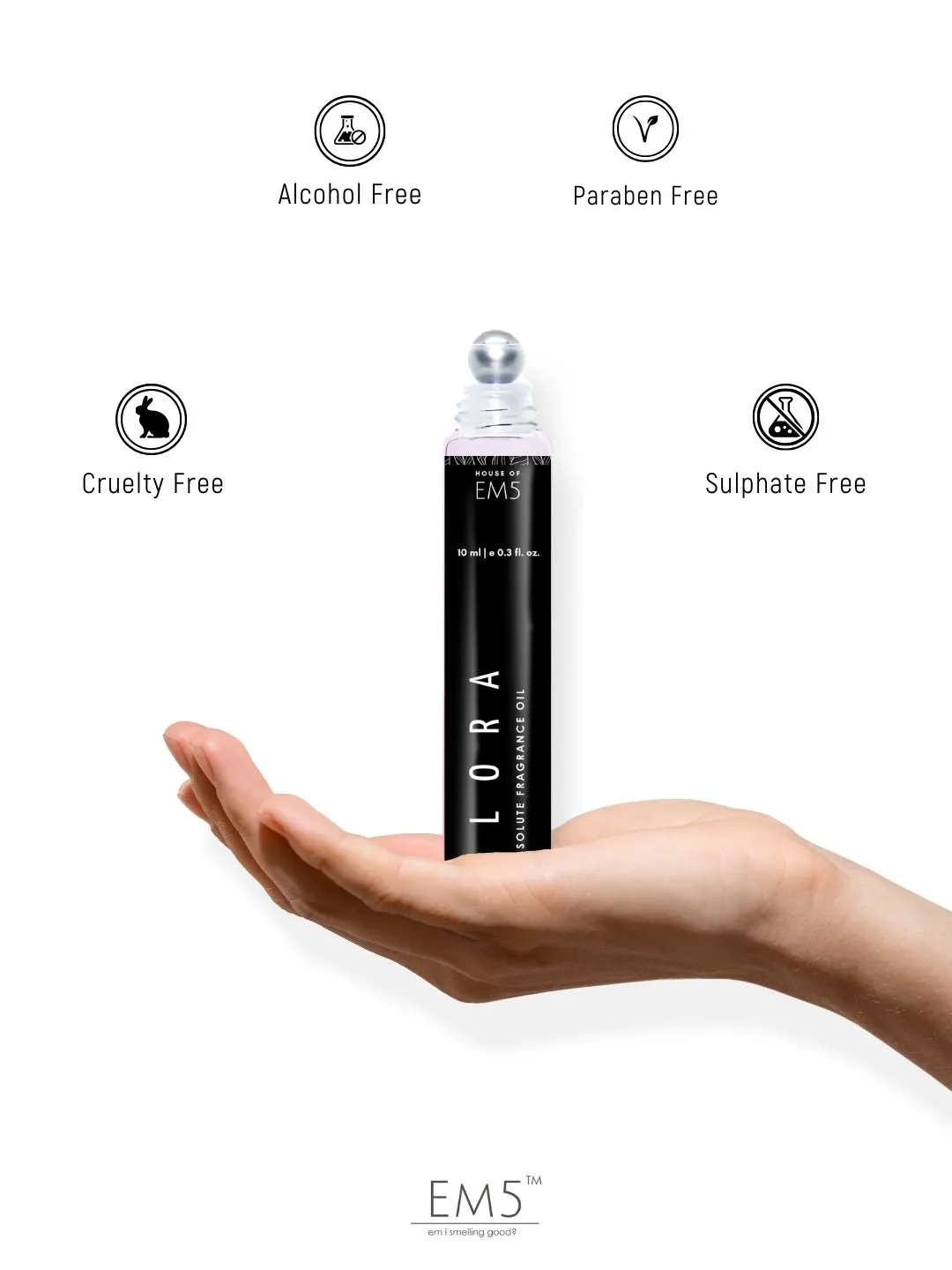 EM5™ Flora | Perfume Oil Roll On (Attar) 90% Concentrate Non-Alcoholic for Men and Women, Strong and Long Lasting | Fruity Floral Citrus Fresh Fragrance Perfume Oil | 10ml Roll-On Easy to Carry and Travel Friendly