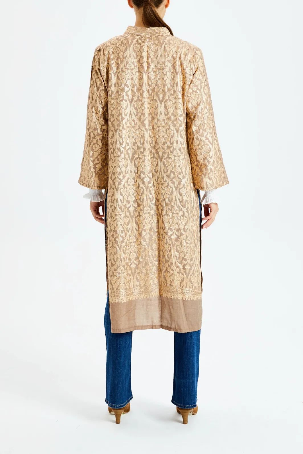 Embroidered Cashmere Golden Luxe Caftan