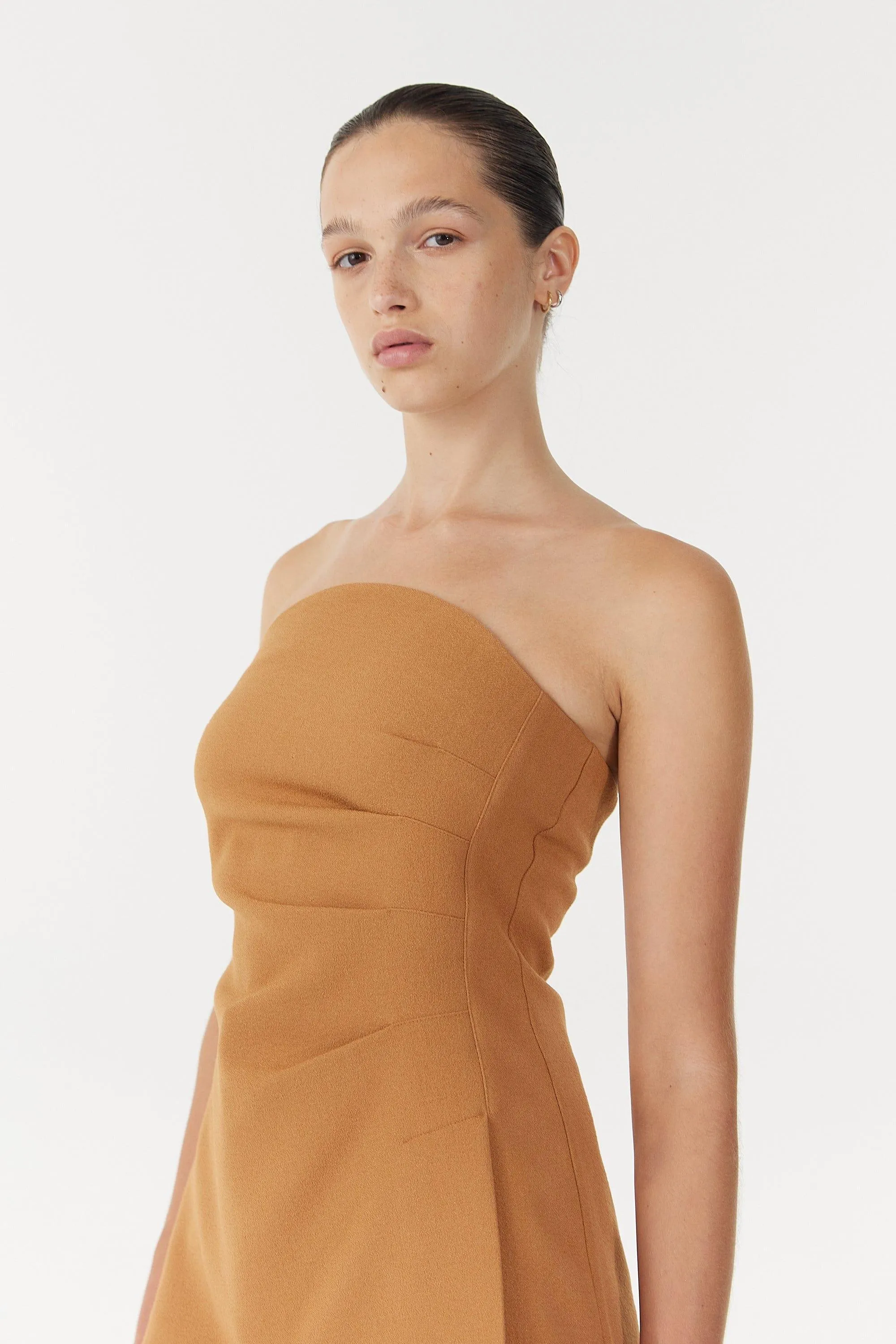 ENIGMA STRAPLESS BODICE | CAMEL