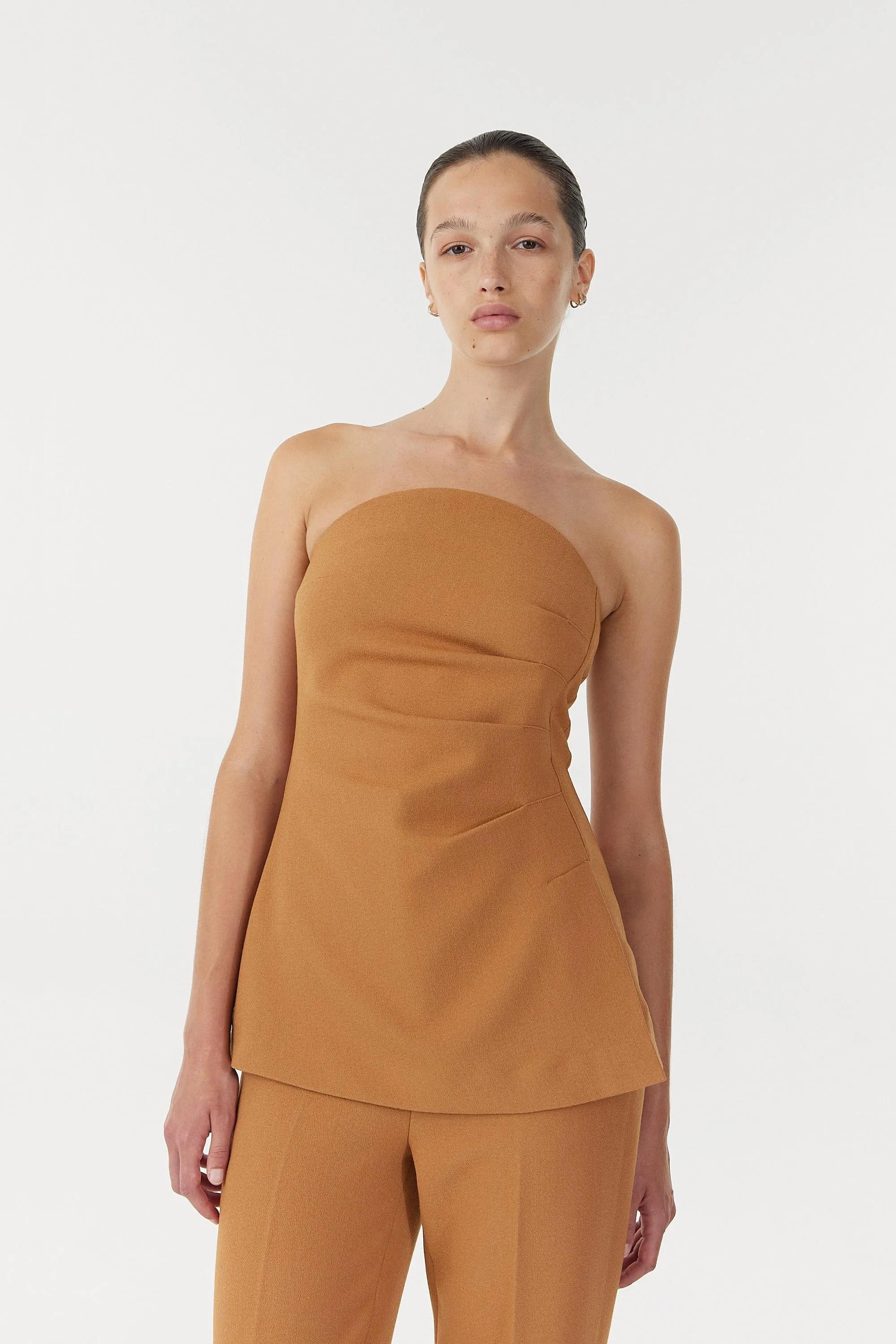 ENIGMA STRAPLESS BODICE | CAMEL