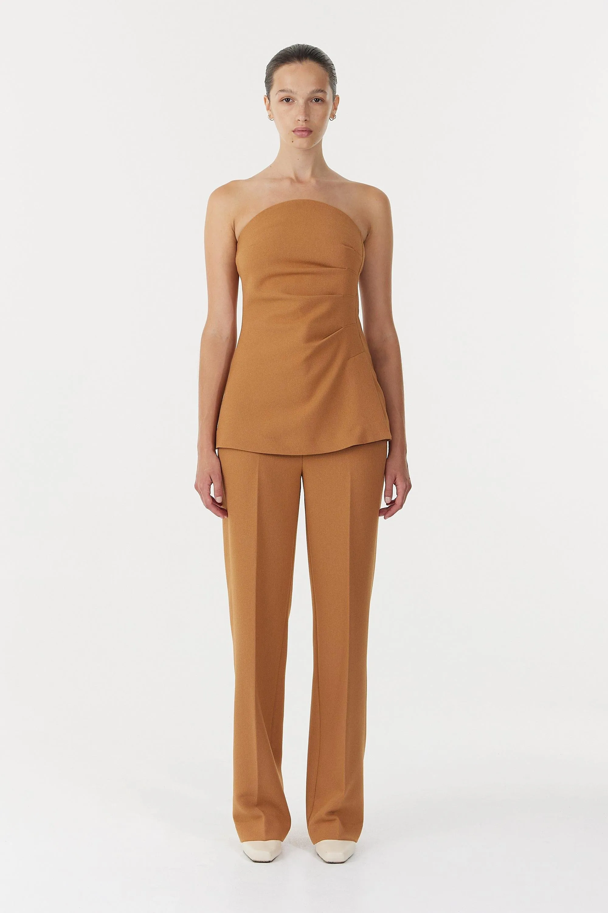 ENIGMA STRAPLESS BODICE | CAMEL