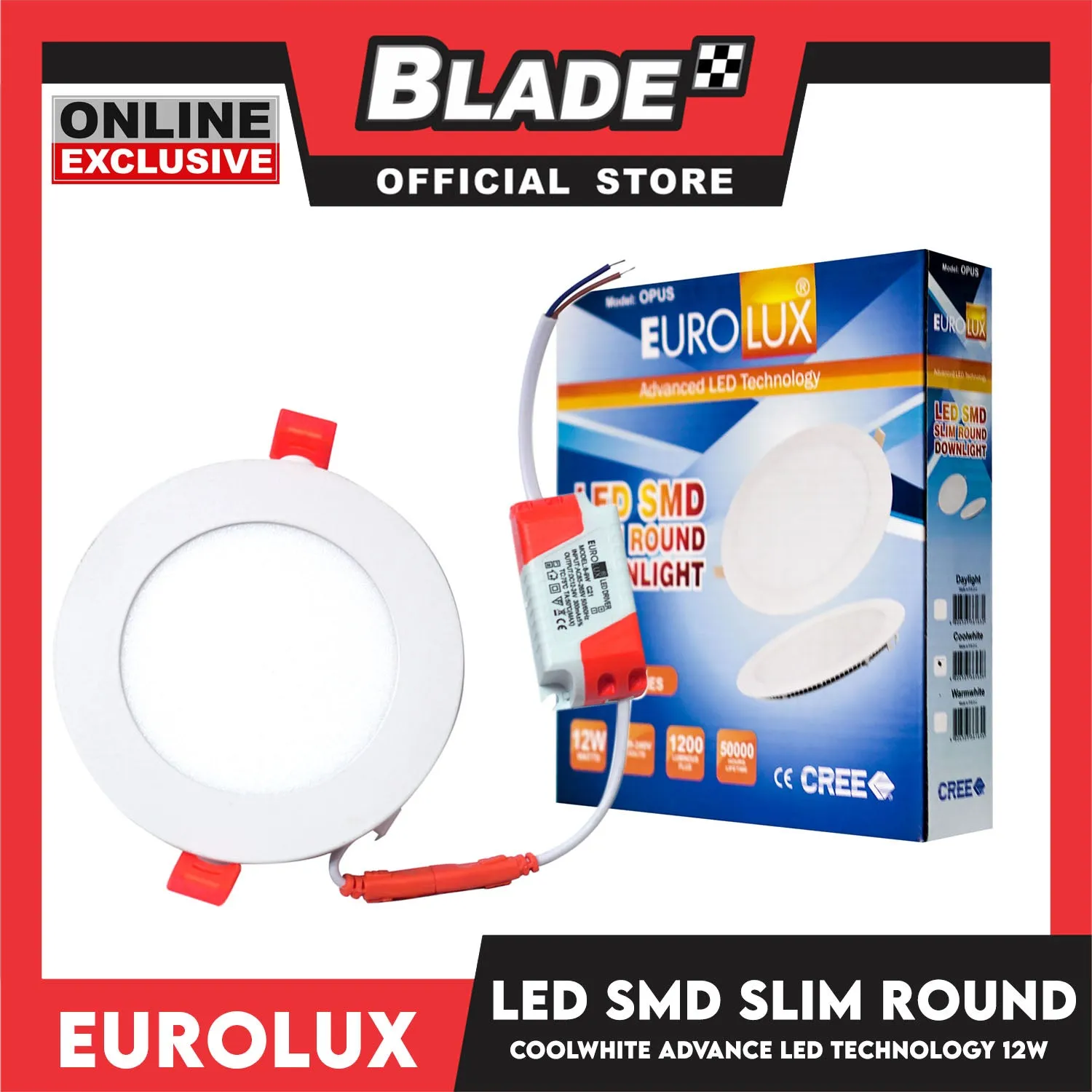 Eurolux OPUS LED SMD Slim Round Downlight 6 Inches 1200 lumens 12 watts (Coolwhite)