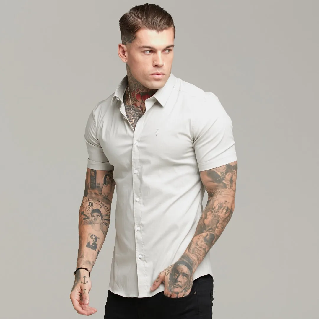 Father Sons Super Slim Stretch Classic Light Beige Short Sleeve  - FS559