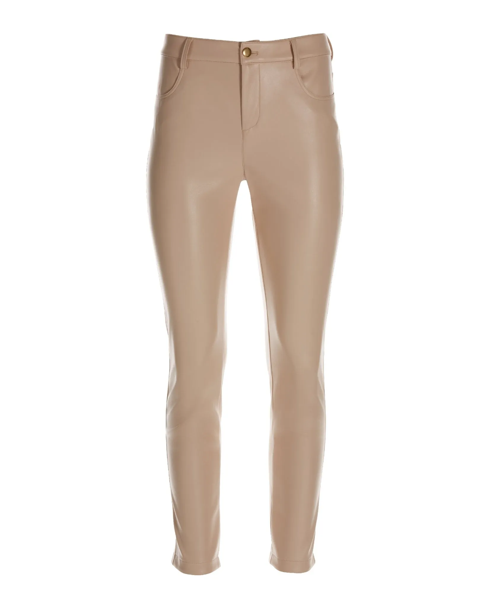 Faux Leather Five Pocket Pant Light Tan