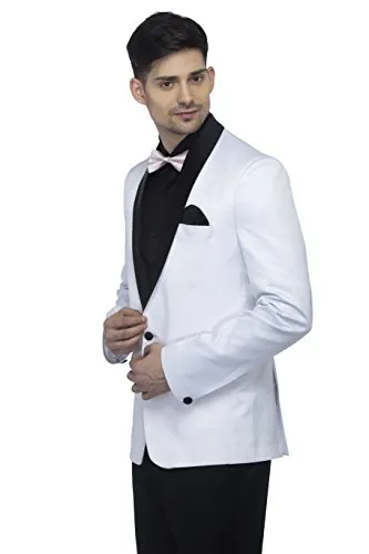 FAVOROSKI Designer Men's Slim Italian Fit Shawl Collar Tuxedo Suit Blazer, White (FAVBL161135-WHITE-XS)