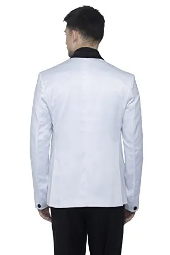 FAVOROSKI Designer Men's Slim Italian Fit Shawl Collar Tuxedo Suit Blazer, White (FAVBL161135-WHITE-XS)