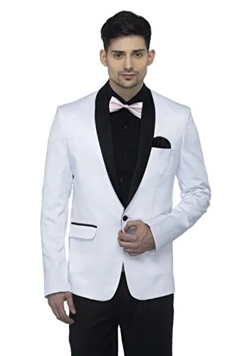 FAVOROSKI Designer Men's Slim Italian Fit Shawl Collar Tuxedo Suit Blazer, White (FAVBL161135-WHITE-XS)