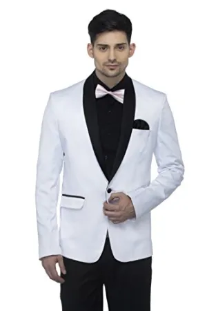 FAVOROSKI Designer Men's Slim Italian Fit Shawl Collar Tuxedo Suit Blazer, White (FAVBL161135-WHITE-XS)