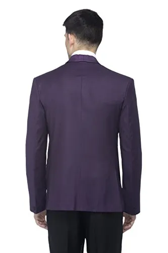 FAVOROSKI Designer Men's Solid Poly Viscose Slim Fit Shawl Collar Tuxedo Suit Blazer, Dark Purple (FAVBL161127-DPURPLE-M)