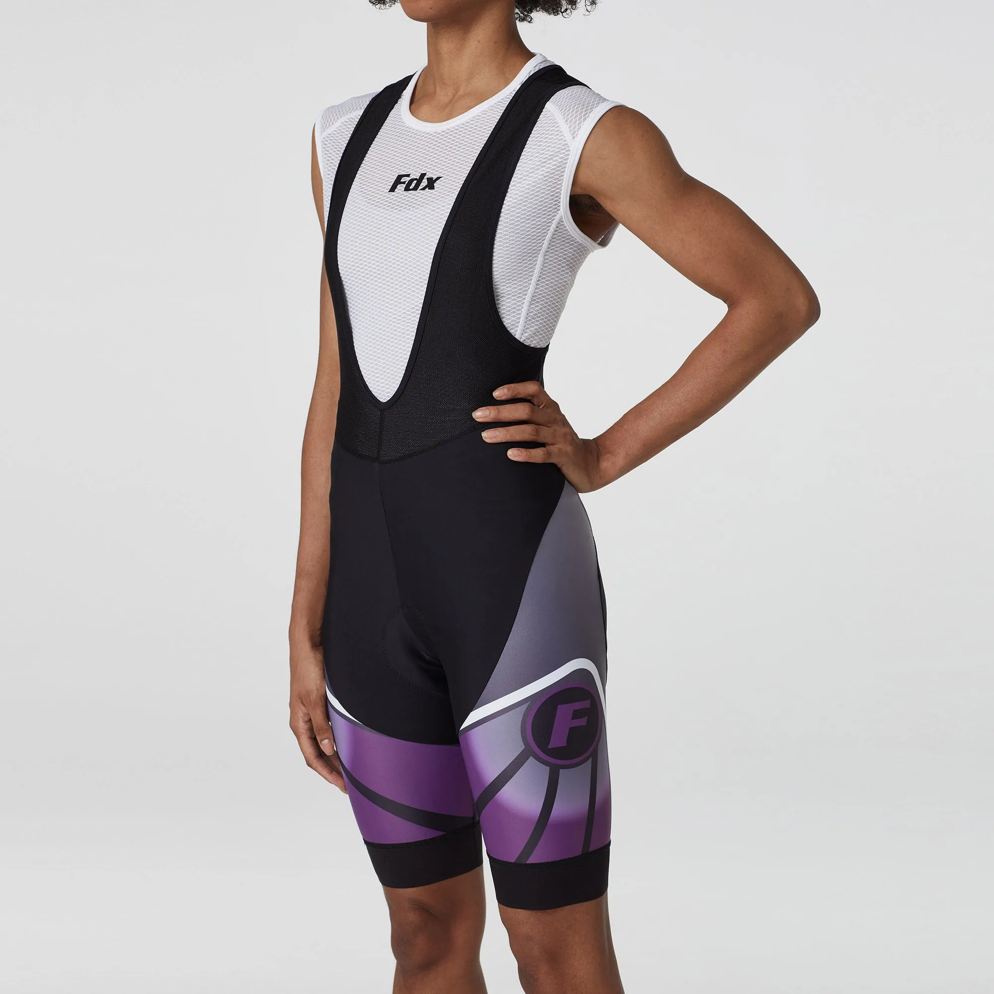Fdx Women's & Girl's Set Signature Purple Short Sleeve Cycling Jersey & Bib Shorts