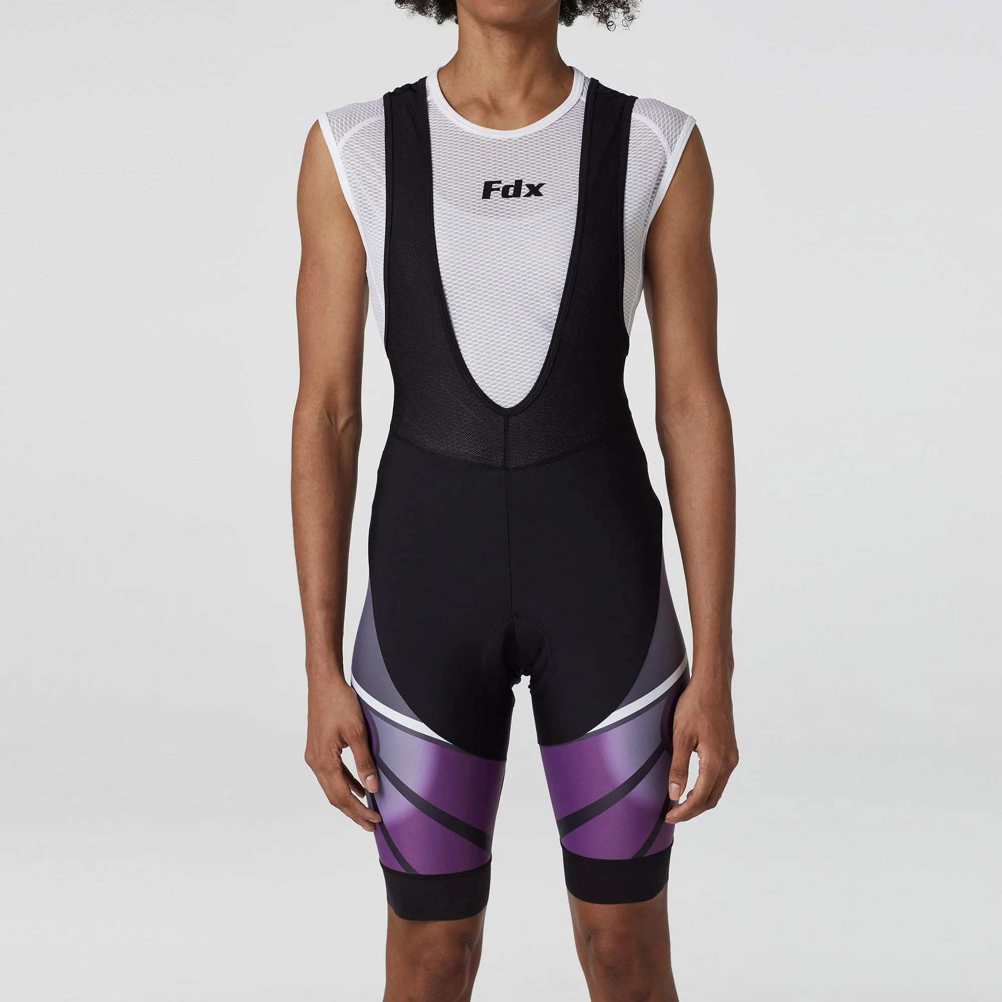 Fdx Women's & Girl's Set Signature Purple Short Sleeve Cycling Jersey & Bib Shorts