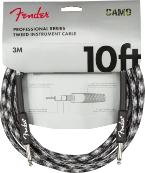 Fender Professional Series Instrument Cables, 10', Winter Camo