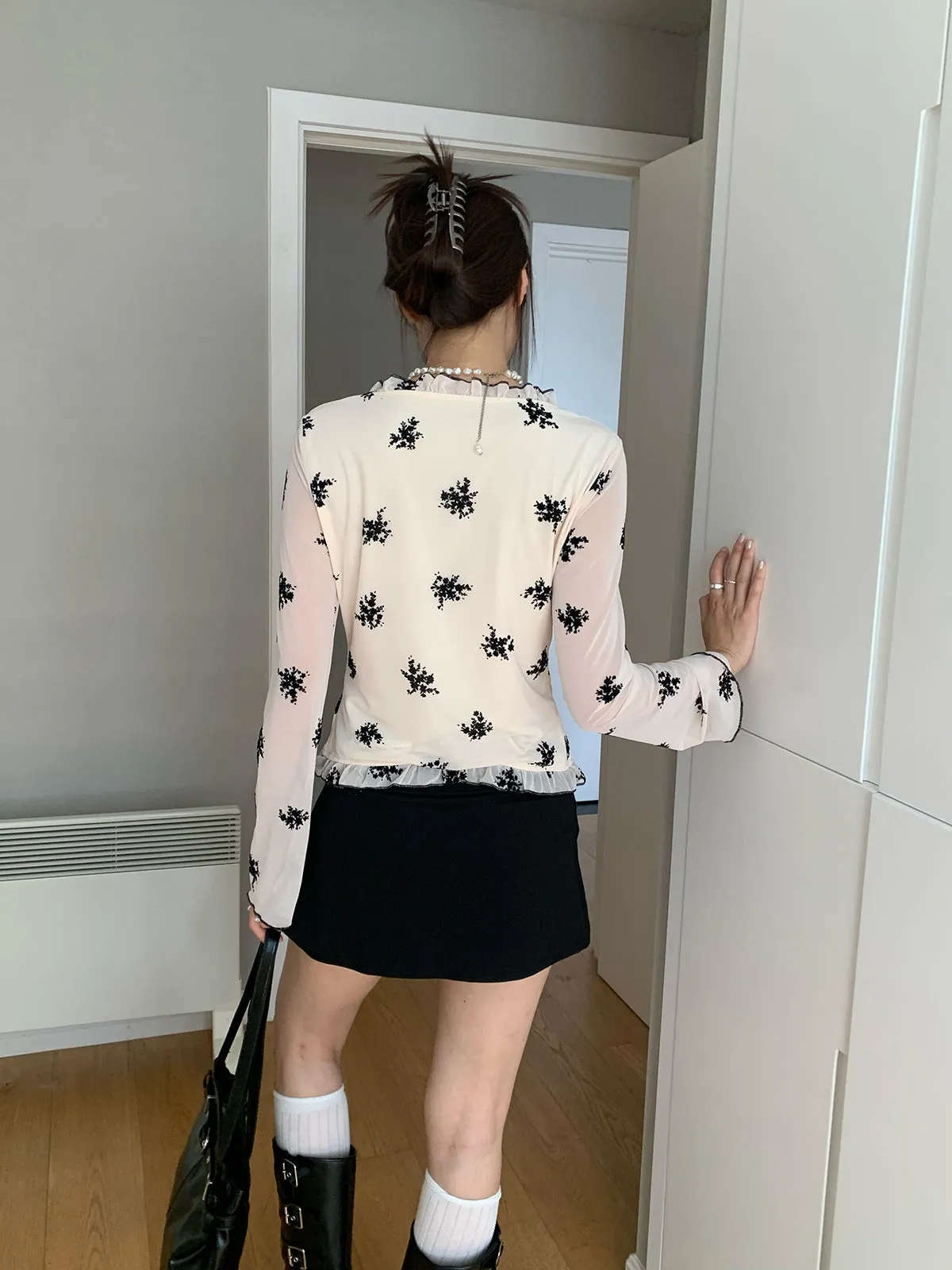 floral mesh sunscreen cardigan