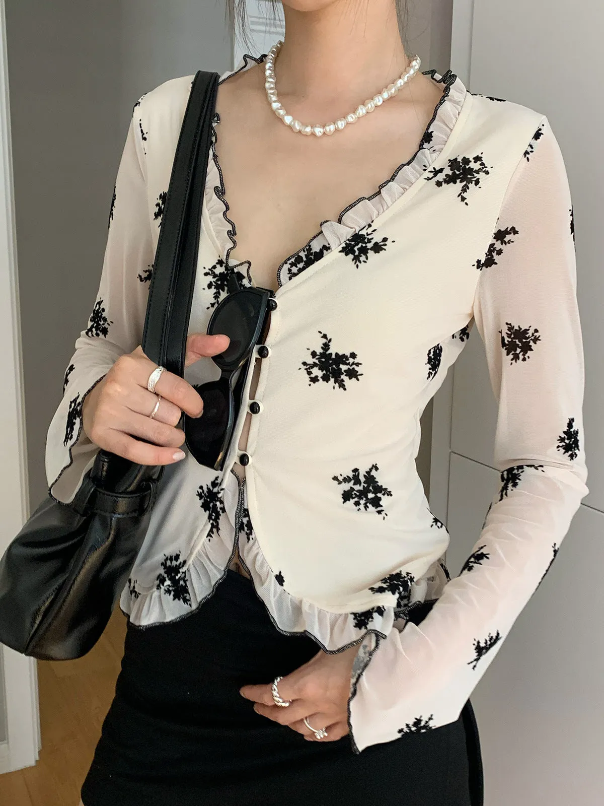 floral mesh sunscreen cardigan