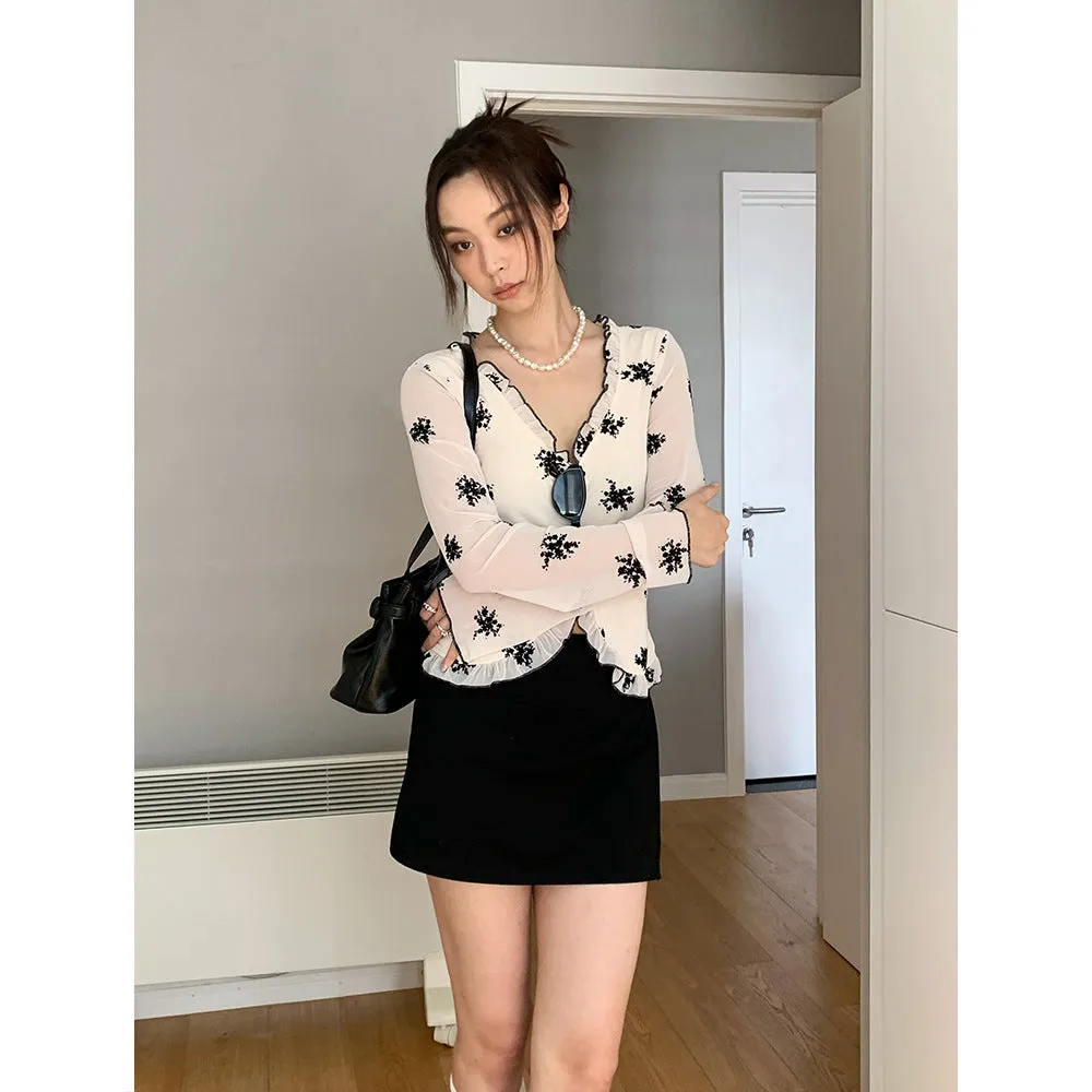floral mesh sunscreen cardigan