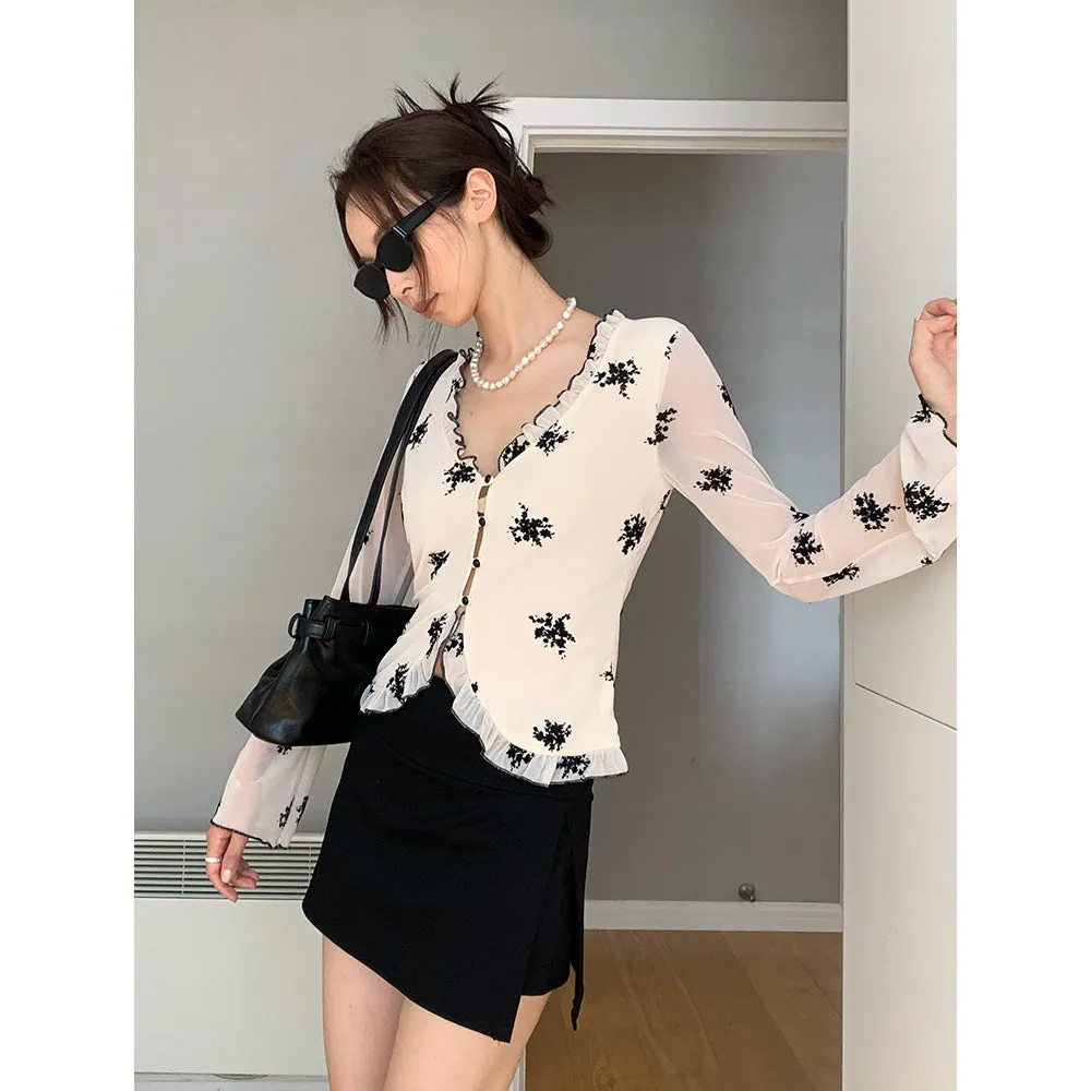 floral mesh sunscreen cardigan