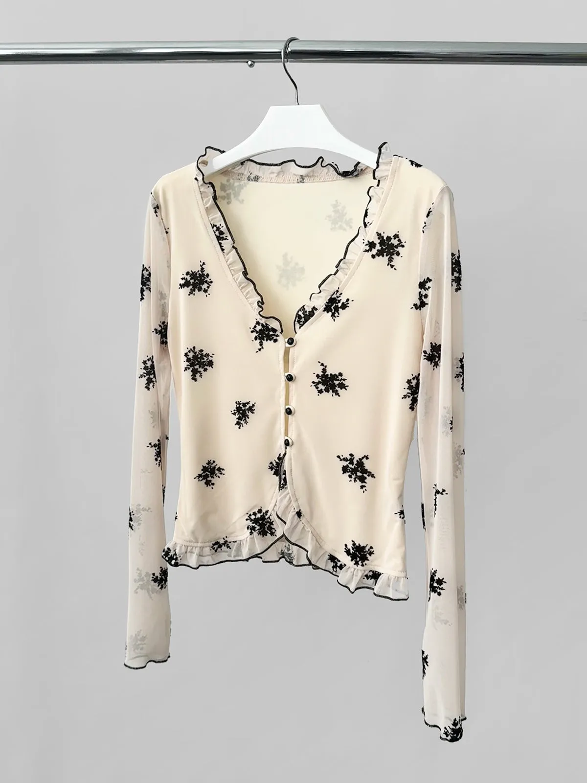 floral mesh sunscreen cardigan