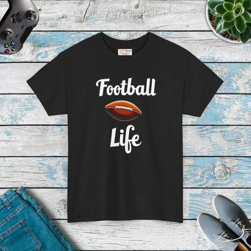 Football Life Heavy Cotton Tee for Game Day