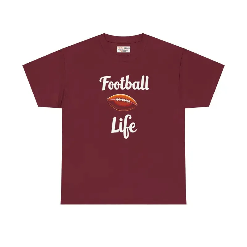 Football Life Heavy Cotton Tee for Game Day