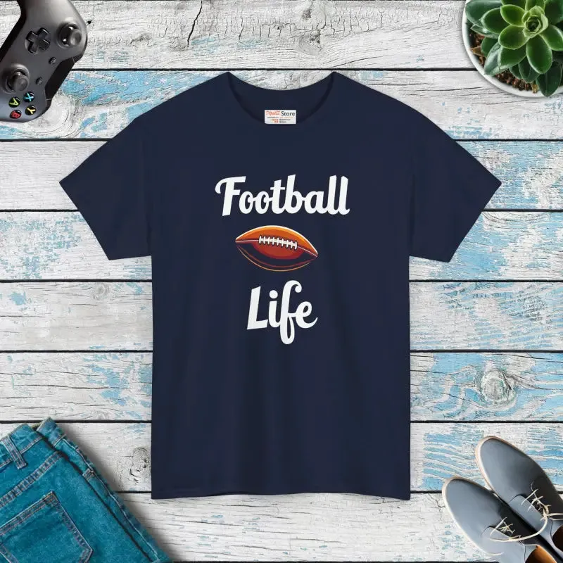 Football Life Heavy Cotton Tee for Game Day