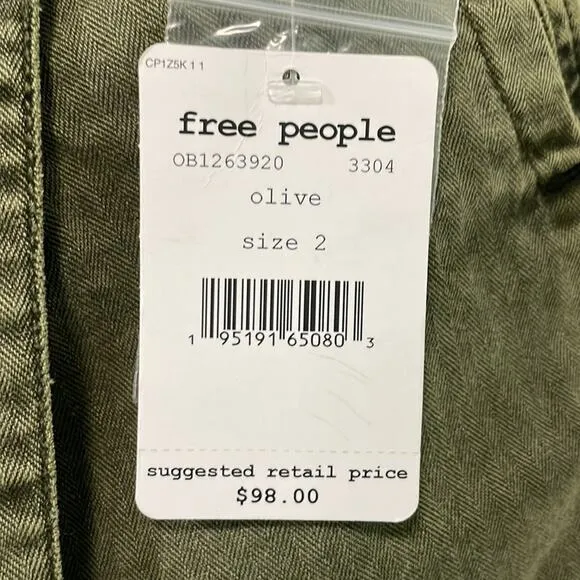 Free People Issa Asymmetrical Mini Skort Olive Green size 2