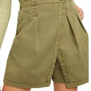 Free People Issa Asymmetrical Mini Skort Olive Green size 2