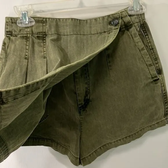 Free People Issa Asymmetrical Mini Skort Olive Green size 2