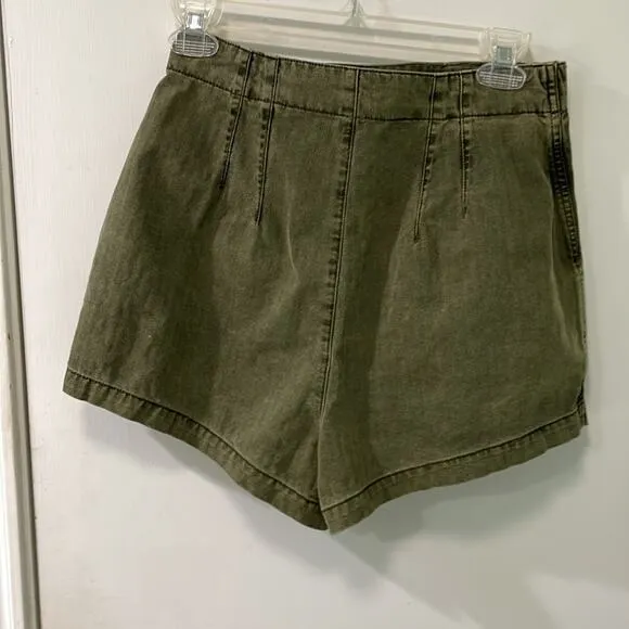 Free People Issa Asymmetrical Mini Skort Olive Green size 2