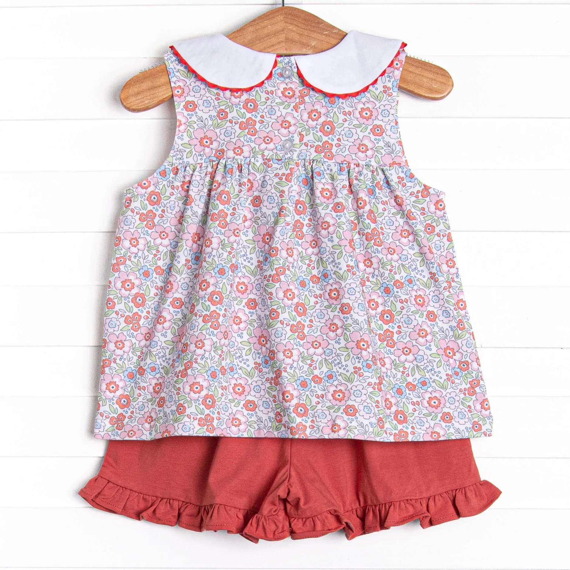 Fresh Market Florals Short Set, Red