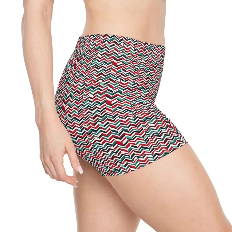 Fresh Moisture Wicking Colorful Zigzag Womens Shorts
