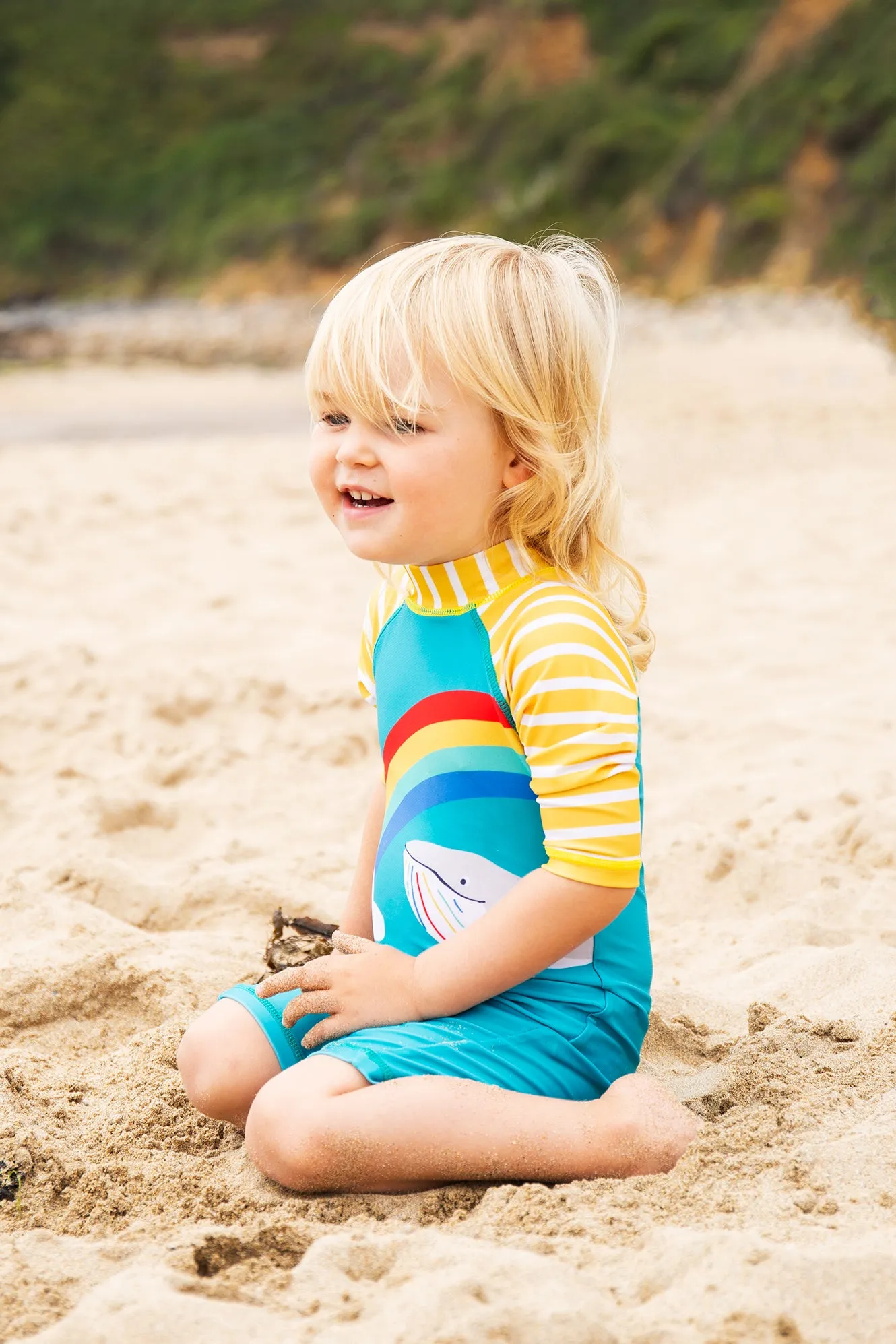 Frugi Sun Safe Suit Blue Whale