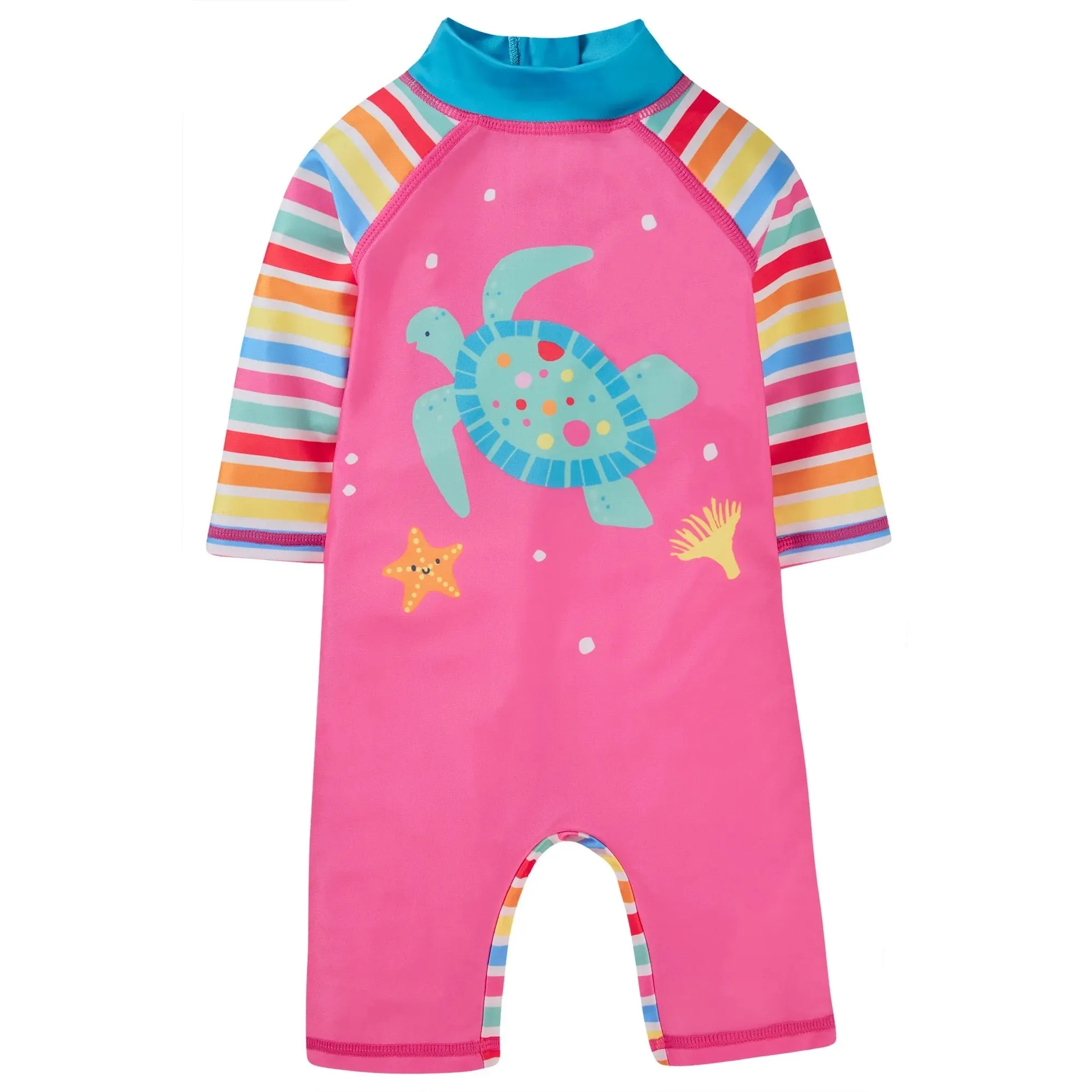 Frugi Sunsafe Suit Lm5pi Seaside Stripe Turtle