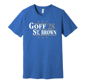 Goff & St. Brown '28 - Detroit Football Legends Political Campaign Parody T-Shirt - Hyper Than Hype Shirts