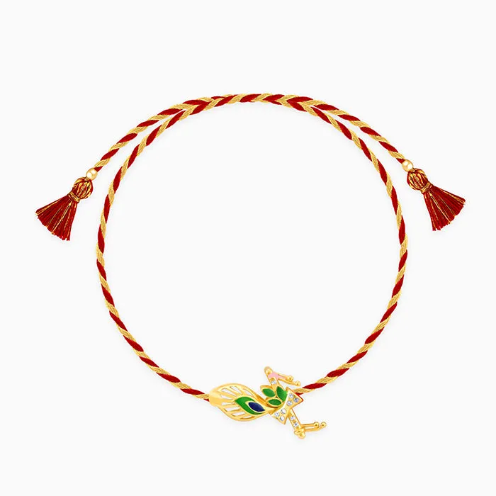 Golden Krishna Flute Rakhi cum Pendant