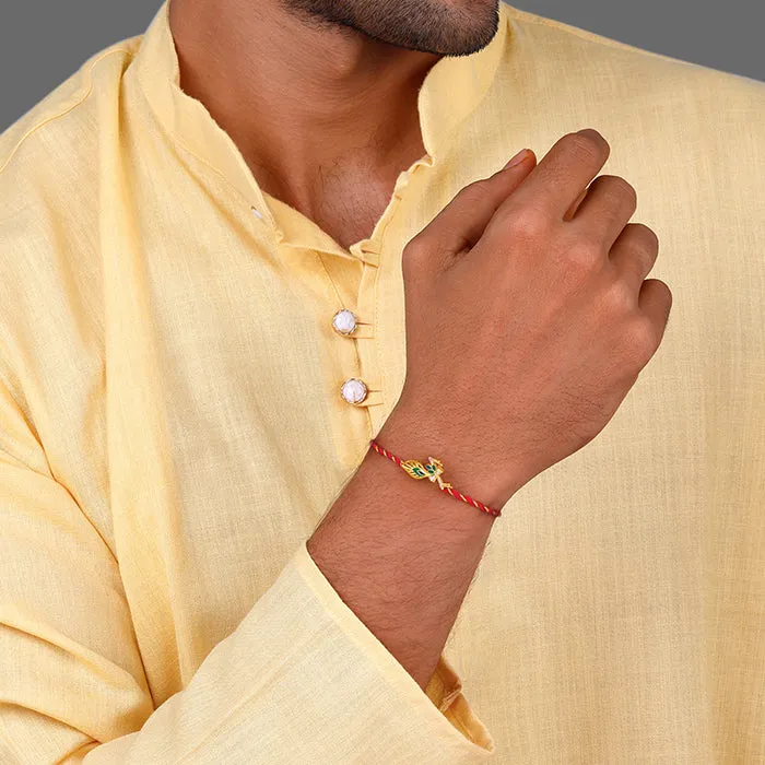 Golden Krishna Flute Rakhi cum Pendant