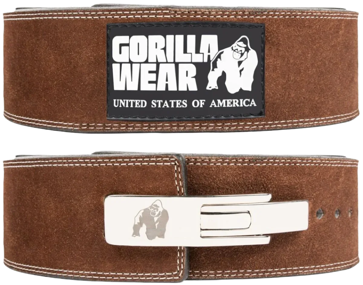 Gorilla Wear 4 Inch Leather Lever Belt Brown