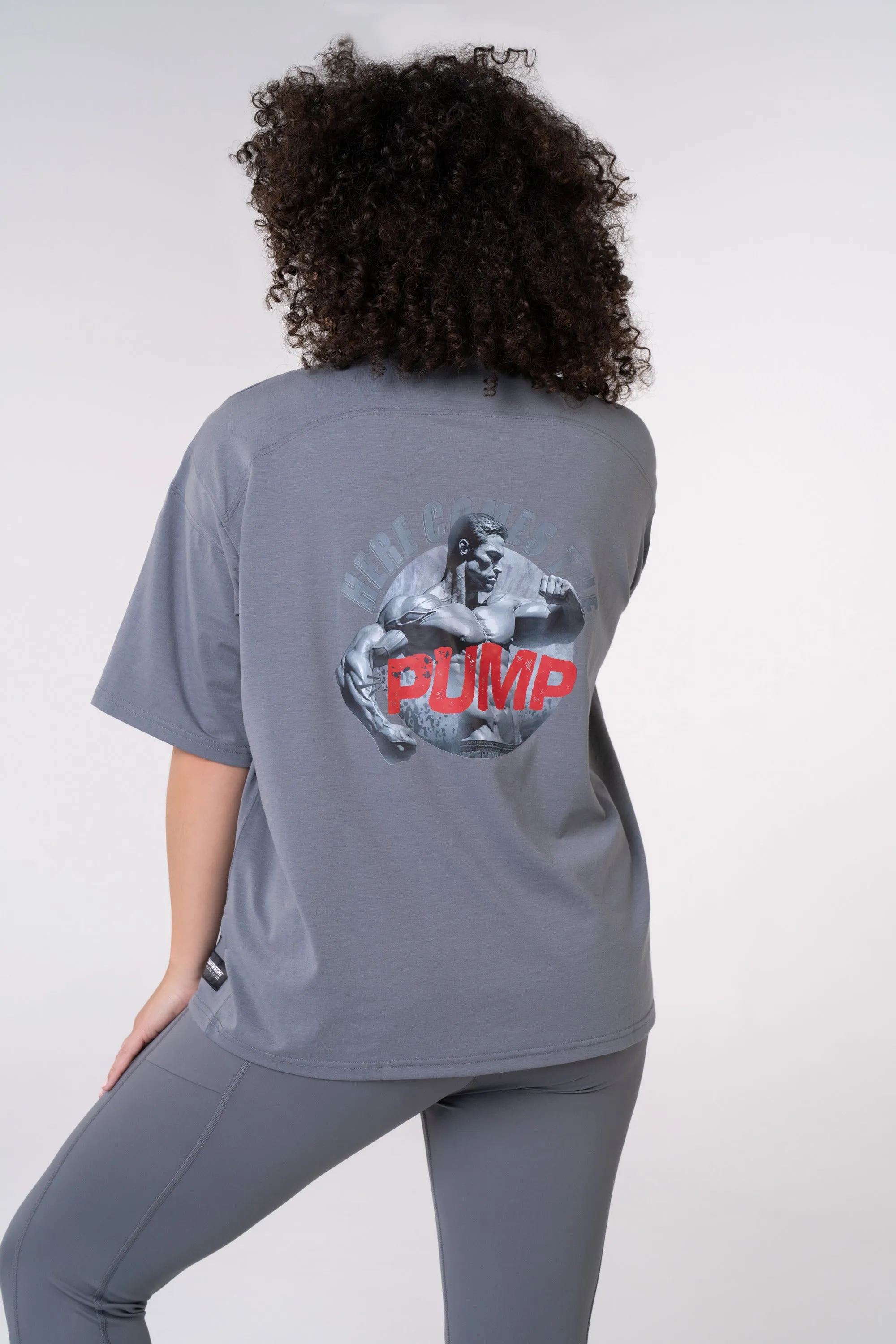 Graphic Oversized Tee - Here Comes the Pump - Black