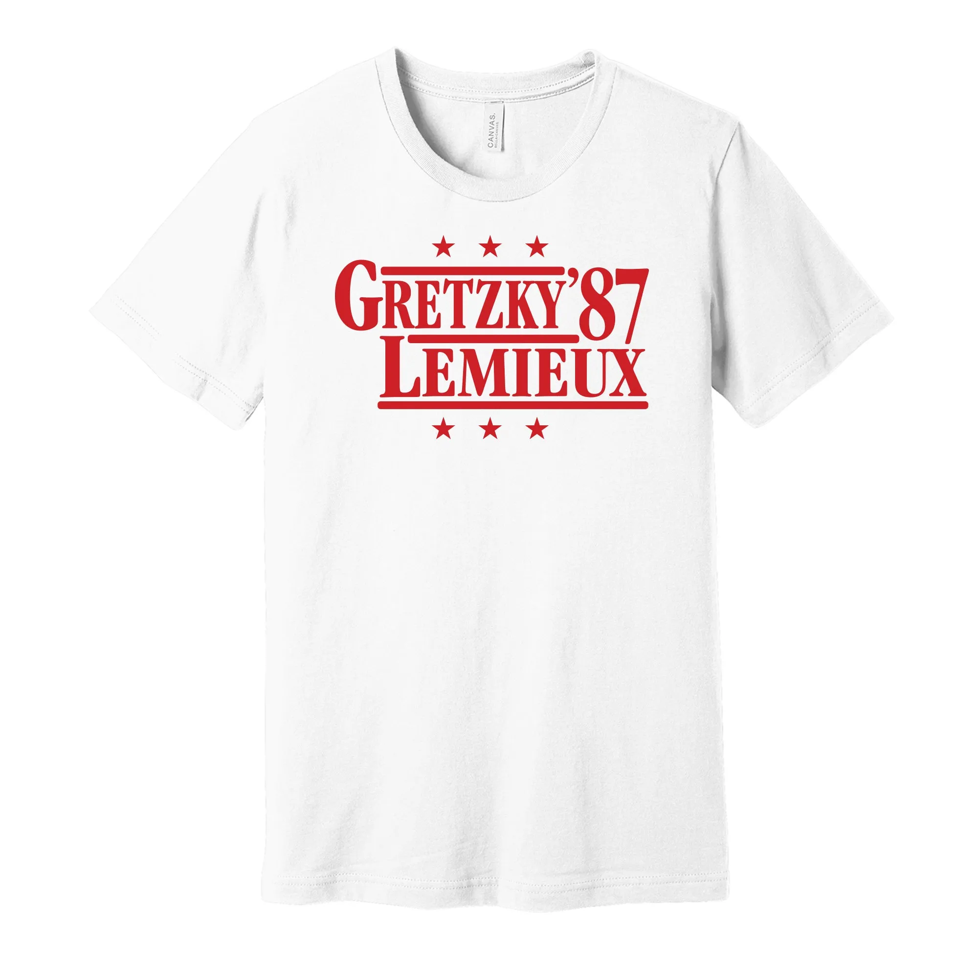 Gretzky & Lemieux '87 - Team Canada Legends Political Campaign Parody T-Shirt - Hyper Than Hype Shirts