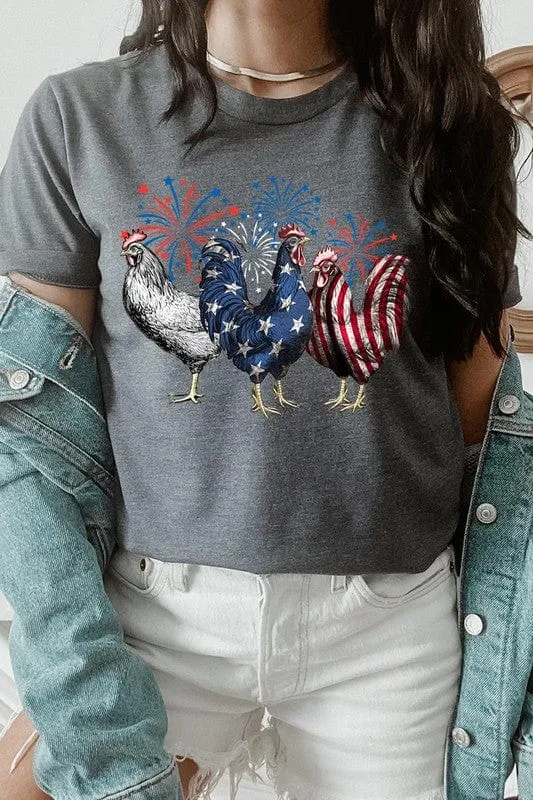 ❤️GYPSY FOX-Patriotic USA Chicken Graphic T-Shirts