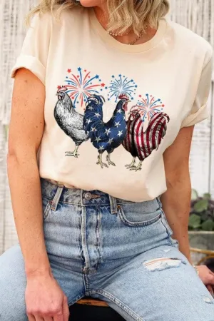 ❤️GYPSY FOX-Patriotic USA Chicken Graphic T-Shirts