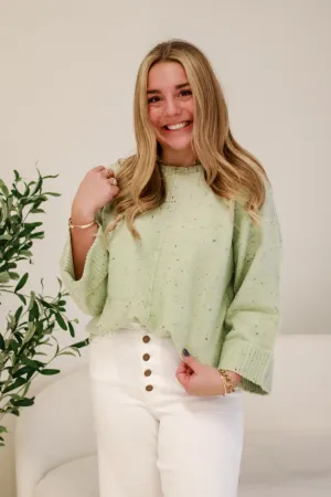 Heard You Called Mint Confetti Sweater