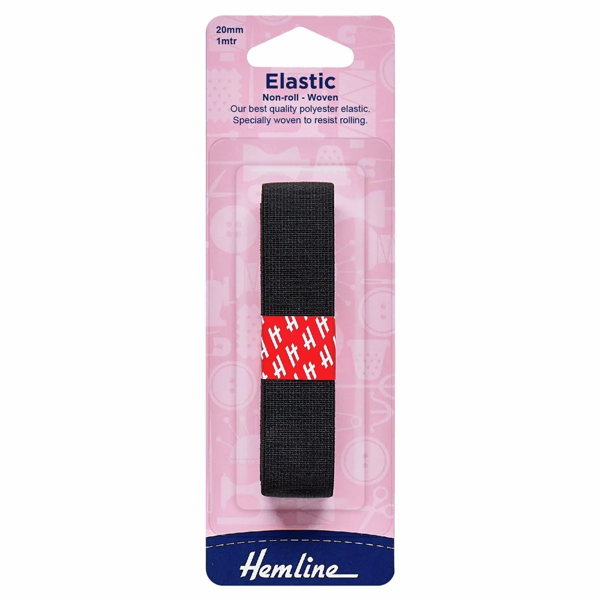 Hemline Woven Non-Roll Elastic - 20mm - Black