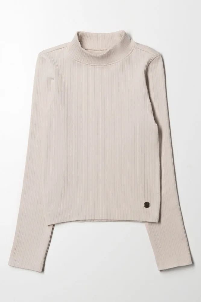 High Neck Seamless Top Natural