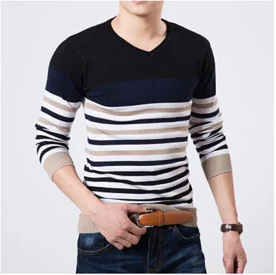 High Quality Casual Sweater Men Pullovers Brand winter Knitting long sleeve v-Neck slim Knitwear Sweaters size M-XXL