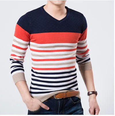 High Quality Casual Sweater Men Pullovers Brand winter Knitting long sleeve v-Neck slim Knitwear Sweaters size M-XXL